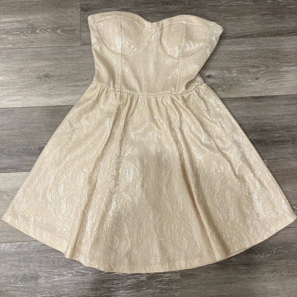 Miami Elegant Cream Strapless Dress Medium